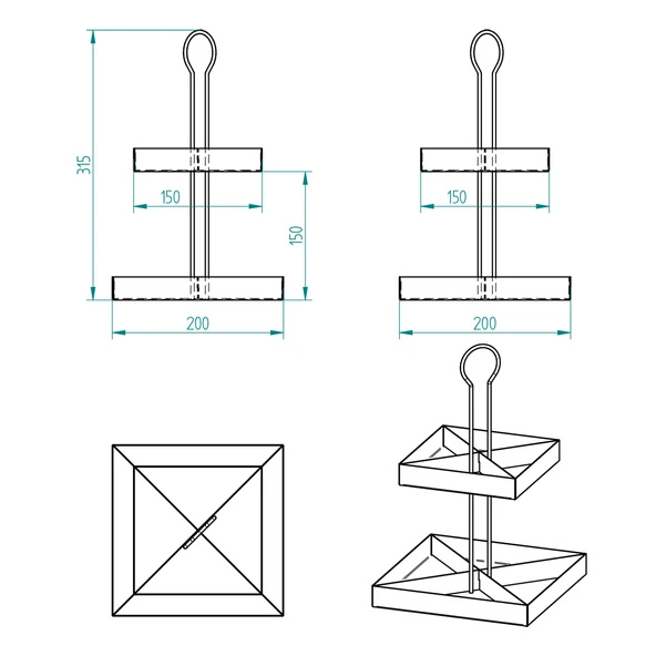 2 Katlı Dekoratif Beyaz Metal Çerezlik / Peynir Sunum Servis Tabağı - Lokumluk / Makaron, Pankek ve Tatlı Sunumu İçin - 12