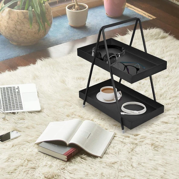 2 Katlı Siyah Metal Banyo ve Mutfak Rafı Model 1 - 6