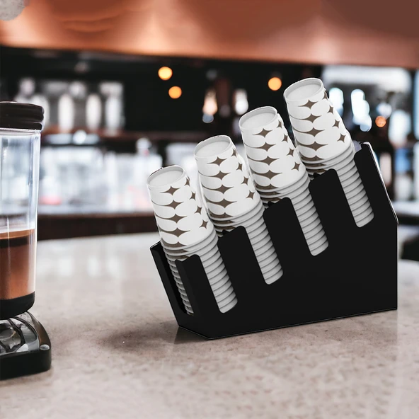 Yenilikçi Tasarım 4 Bölmeli Kademeli Karton Bardak Standı - 8 oz Bardak Uyumlu - 4