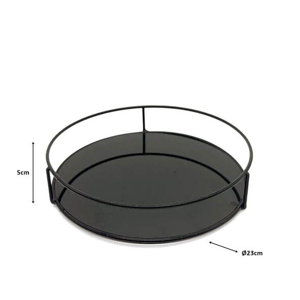 Banyo, Kozmetik Düzenleyici, Takı Standı, Organizer ve Çok Amaçlı Servis Sunum Tepsisi, İkramlık 23CM SİYAH - 2
