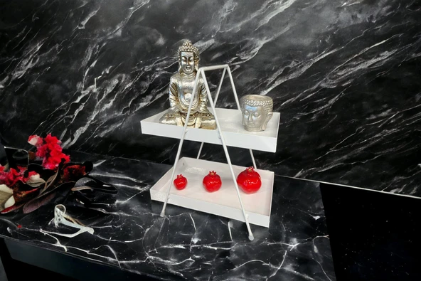 2 Katlı Beyaz Metal Banyo Ve Mutfak Rafı Model 1 - 2