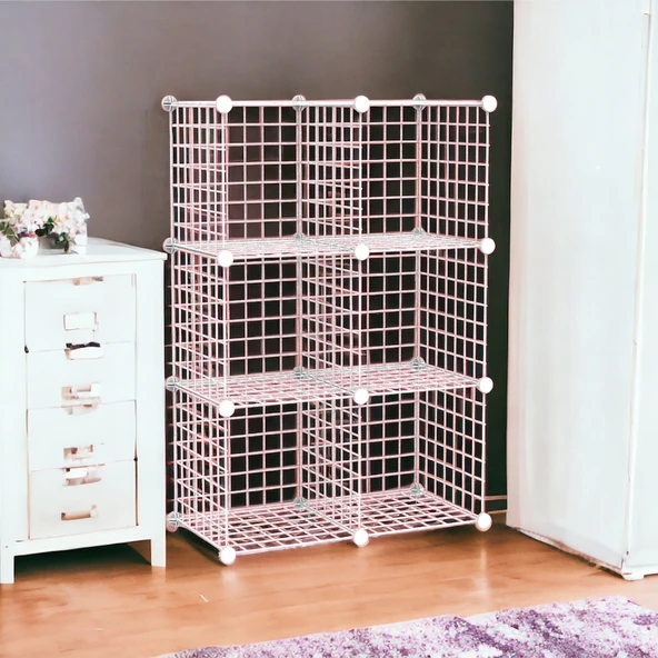 6 Bölmeli Tel Küp Çok Amaçlı Organizer Raf Beyaz 33cm Mutfak, Oyuncak, Kiler, Depolama Rafı - 3