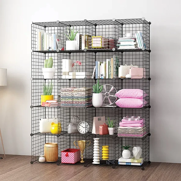 20'li Tel Küp Çok Amaçlı Organizer Raf Siyah 33cm