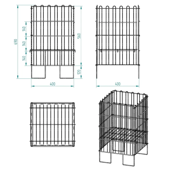 Ergonomik Tasarım 40x40 Katlanır Tel Havuz Sepeti Siyah – Market, Avm, ve Bakkal İçin İdeal Ürün Teşhir Standı – 3 Kademeli Kullanım - 5