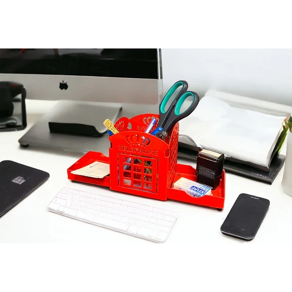 Telefon Kulübesi Temalı Kalemlik Kırmızı - 5