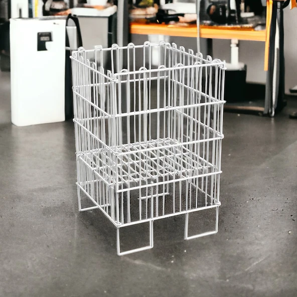 Ergonomik Tasarım 40x40 Katlanır Tel Havuz Sepeti Beyaz – Market, Avm, ve Bakkal İçin İdeal Ürün Teşhir Standı - 7
