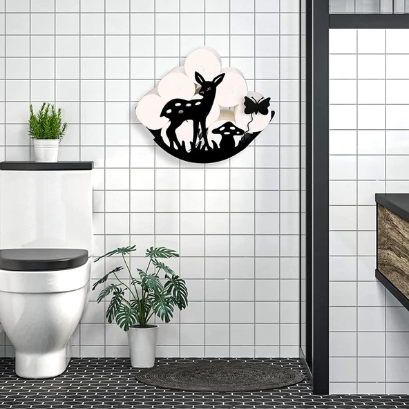 Geyik Temalı Metal WC Tuvalet Kağıtlığı - 2