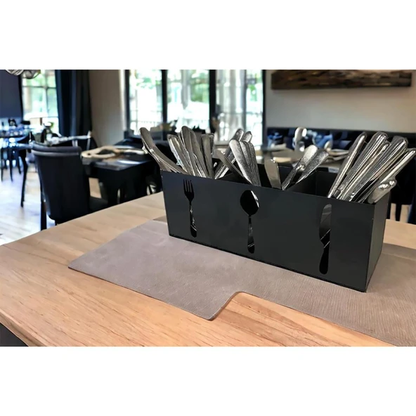 Ev & Endüstriyel Model Çatal Kaşık Bıçaklık Standı Siyah - 4