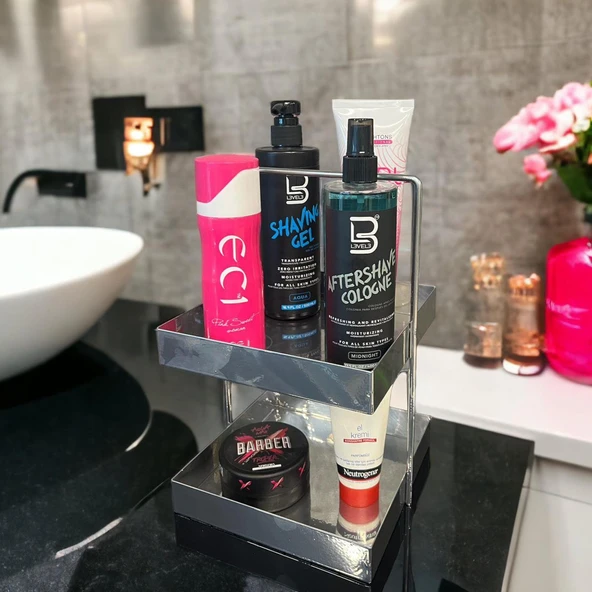 20x20 Gümüş Tezgahüstü Mutfak ve Banyo Iki Katlı Organizer