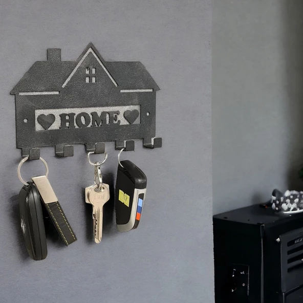 Metal Anahtarlık Askısı Siyah Model 2 - Şık ve Dayanıklı Duvar Montajlı Anahtar Askısı - 3