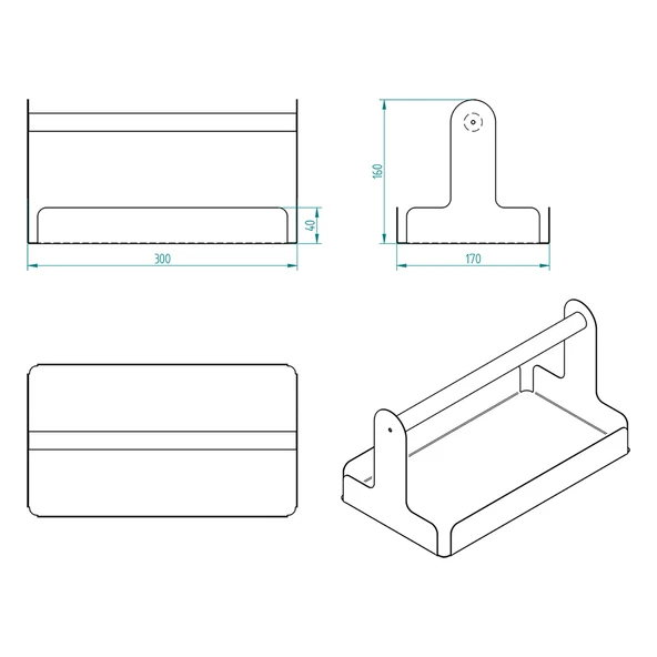 Ahşap Saplı Beyaz 30x17cm Metal Servis, Sunum, Dekoratif Tepsi