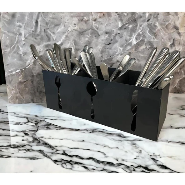 Ev & Endüstriyel Model Çatal Kaşık Bıçaklık Standı Siyah - 3