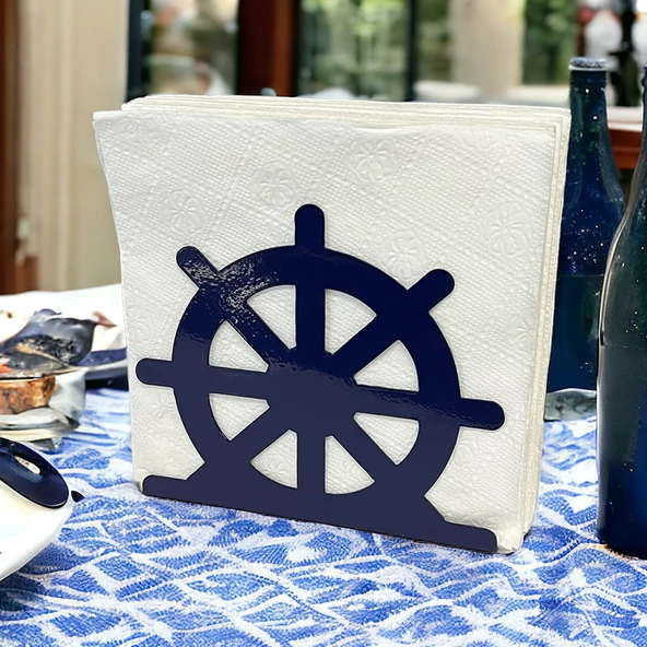 Dümen Temalı Mavi Metal Peçetelik - 6