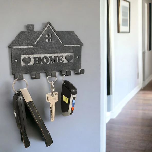 Metal Anahtarlık Askısı Siyah Model 2 - Şık ve Dayanıklı Duvar Montajlı Anahtar Askısı - 5