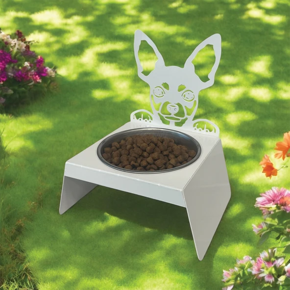 Sevimli Köpek Tasarımlı, Ergonomik Beyaz Kedi ve Köpek Mama ve Su Kabı Tekli Small Model – Paslanmaz Çelik, Dayanıklı Malzeme - 7