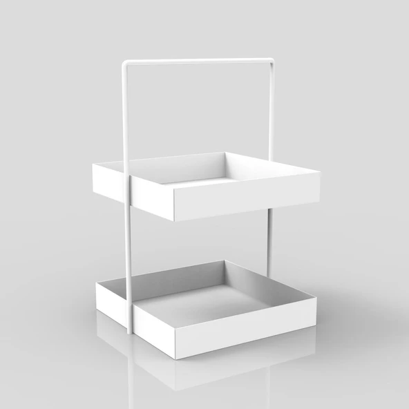 20x20 Beyaz Tezgahüstü Mutfak ve Banyo Iki Katlı Organizer - 7