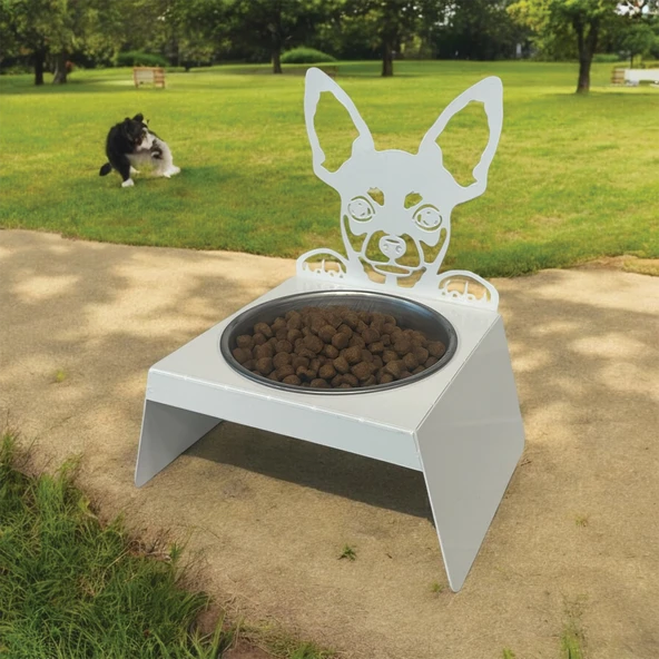 Sevimli Köpek Tasarımlı, Ergonomik Beyaz Kedi ve Köpek Mama ve Su Kabı Tekli Small Model – Paslanmaz Çelik, Dayanıklı Malzeme - 8