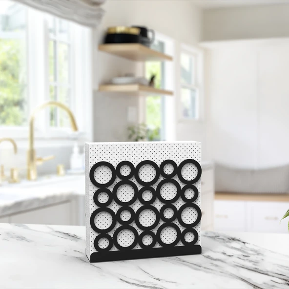 Modern Halka Tasarımıyla Zarif Sofralar: Siyah Renk Metal Peçetelik - 8