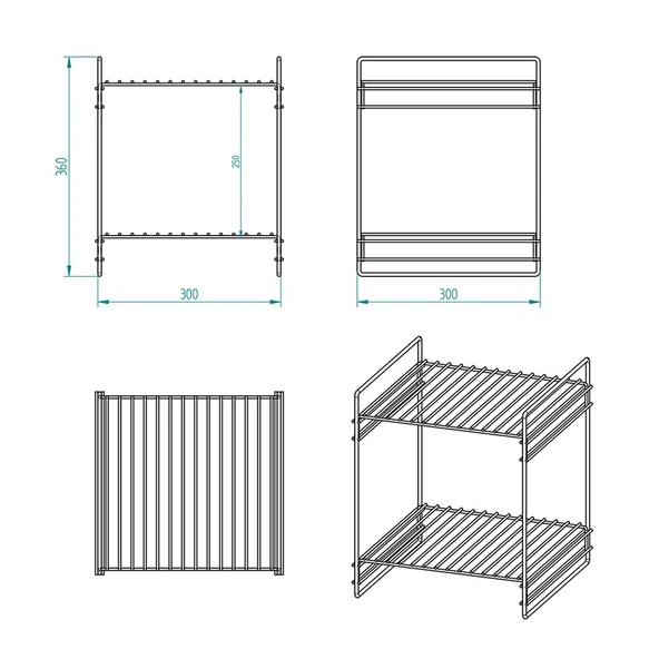 30x30 2 Kat Dekoratif Siyah Tel Raf Demonte - 8
