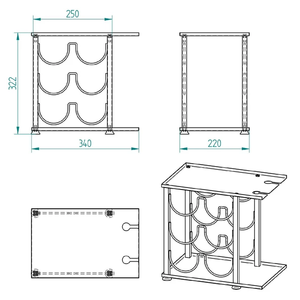 Modern 6 Bölmeli Şarap Standı Model-1 Siyah - 6