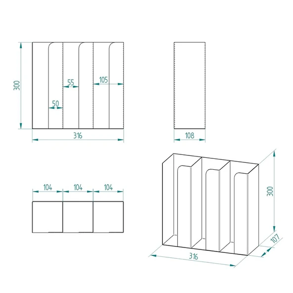 3 Bölmeli Özel Karton Bardaklık Organizer - 8