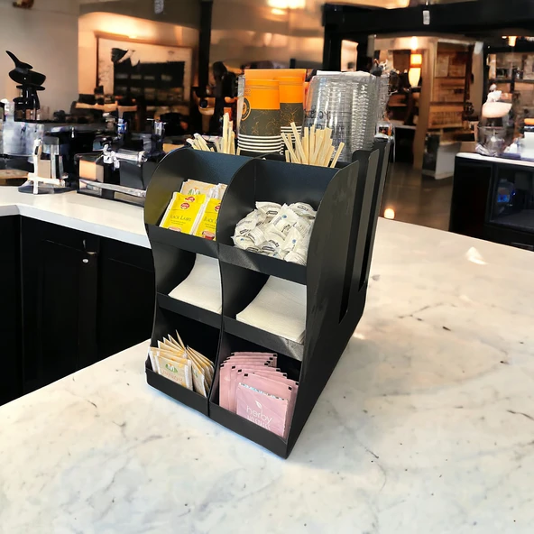 2'li 2 Bölmeli 16oz Bardak Uyumlu Çay, Kahve, Pipelik, Karıştırıcı, Karton Bardaklık Seti