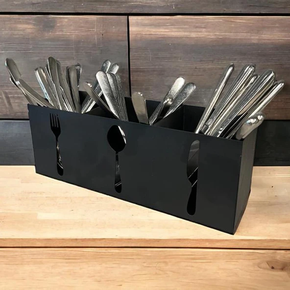Ev & Endüstriyel Model Çatal Kaşık Bıçaklık Standı Siyah - 10