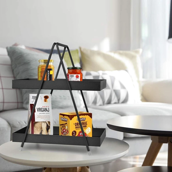 2 Katlı Siyah Metal Banyo ve Mutfak Rafı Model 1 - 4