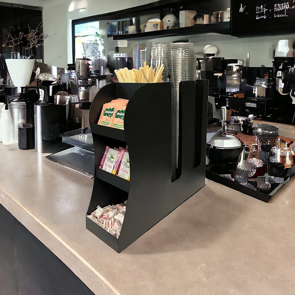 2 Bölmeli 16oz Bardak Uyumlu Çay, Kahve, Pipelik, Karıştırıcı, Karton Bardaklık Seti - 7