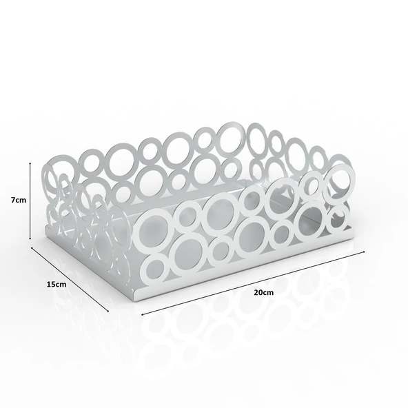 Gümüş Renk 2'li Set Ekmek Sepeti ve Peçetelik - 4