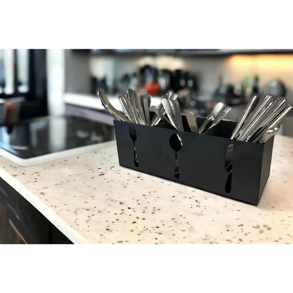 Ev & Endüstriyel Model Çatal Kaşık Bıçaklık Standı Siyah - 8