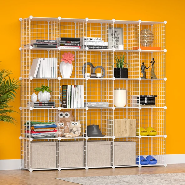 25'li Tel Küp Çok Amaçlı Organizer Raf Beyaz 33cm