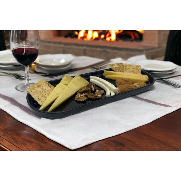 Kırılmaz Melamin Siyah Servis Tabak 13x32cm 2106 - 2
