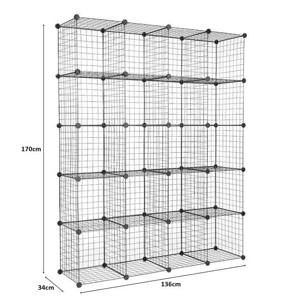 20'li Tel Küp Çok Amaçlı Organizer Raf Siyah 33cm - 4