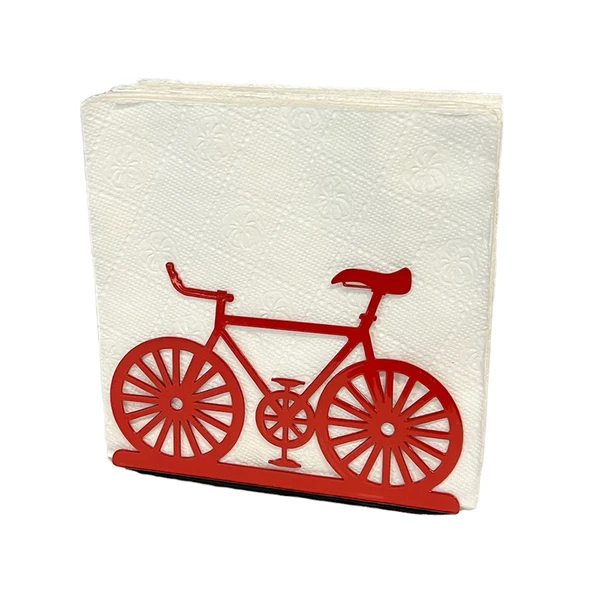 Bisiklet Temalı Kırmızı Metal Peçetelik