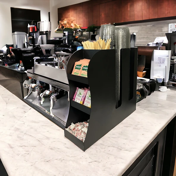 2 Bölmeli 16oz Bardak Uyumlu Çay, Kahve, Pipelik, Karıştırıcı, Karton Bardaklık Seti - 6