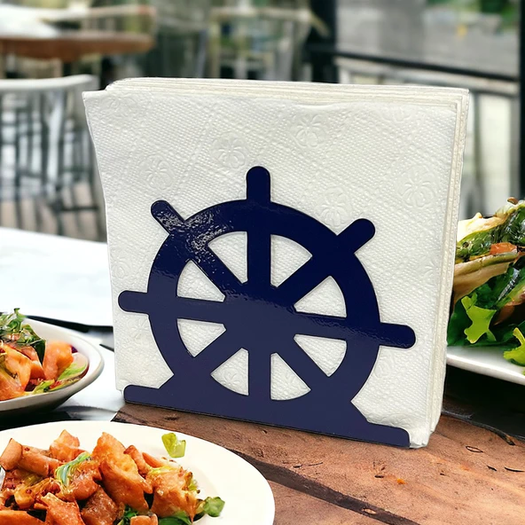 Dümen Temalı Mavi Metal Peçetelik - 4