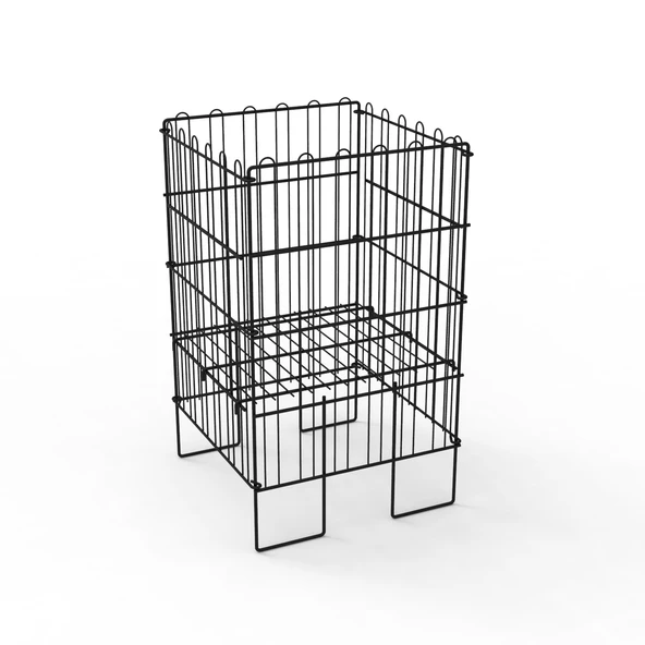 Ergonomik Tasarım 40x40 Katlanır Tel Havuz Sepeti Siyah – Market, Avm, ve Bakkal İçin İdeal Ürün Teşhir Standı – 3 Kademeli Kullanım - 3