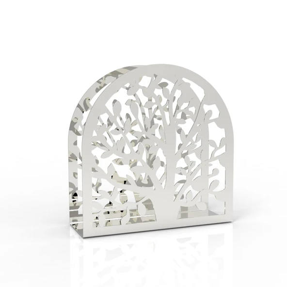 Hayat AğacıTemalı Gümüş Metal Peçetelik - 4