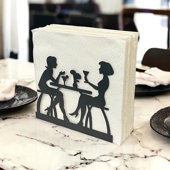 Sohbet Temalı Siyah Metal Peçetelik - 4