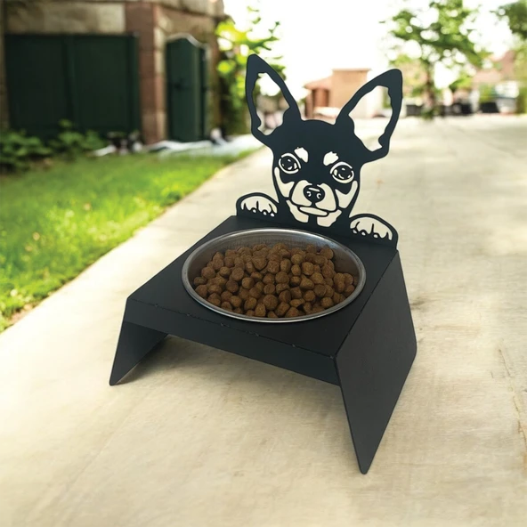 Sevimli Köpek Tasarımlı, Ergonomik Siyah Kedi ve Köpek Mama ve Su Kabı Tekli Small Model – Paslanmaz Çelik, Dayanıklı Malzeme - 8