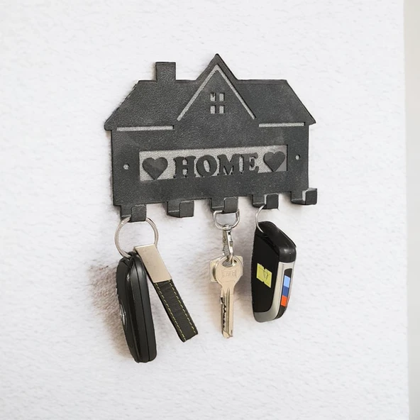 Metal Anahtarlık Askısı Siyah Model 2 - Şık ve Dayanıklı Duvar Montajlı Anahtar Askısı