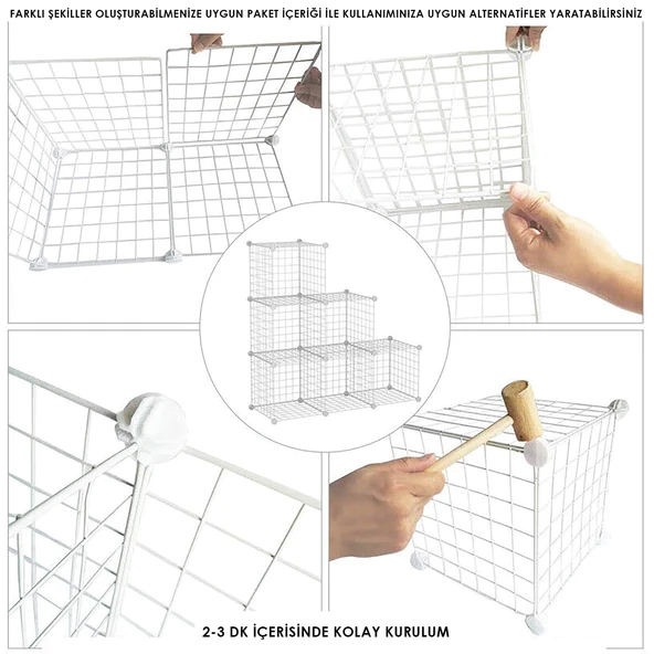 20'li Tel Küp Çok Amaçlı Organizer Raf Beyaz 33cm - 8