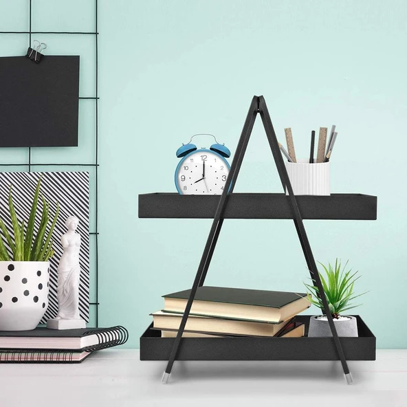 2 Katlı Siyah Metal Banyo ve Mutfak Rafı Model 1 - 3