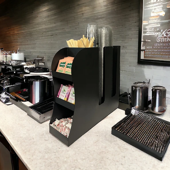 2 Bölmeli 16oz Bardak Uyumlu Çay, Kahve, Pipelik, Karıştırıcı, Karton Bardaklık Seti - 8