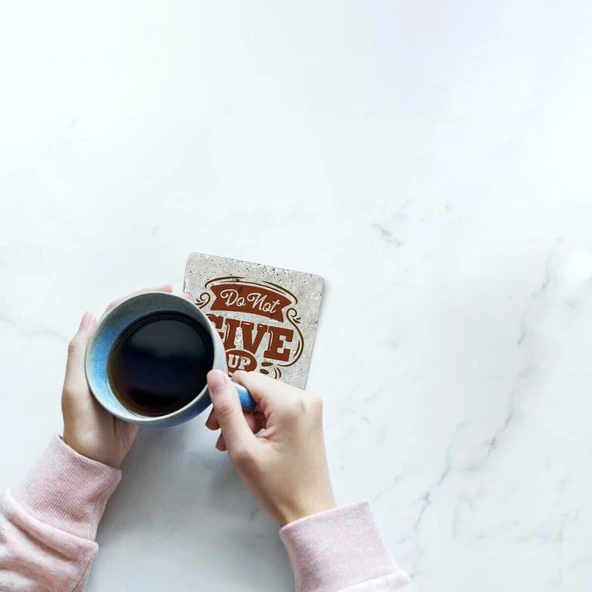 Doğal Taş Bardak Altlığı 6'lı Telli Model B (Quotes Tema) - 4