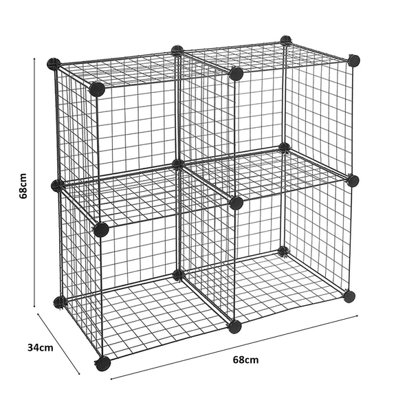 4 Bölmeli Tel Küp Çok Amaçlı Organizer Raf Siyah 33cm Mutfak, Oyuncak, Kiler, Depolama Rafı - 6