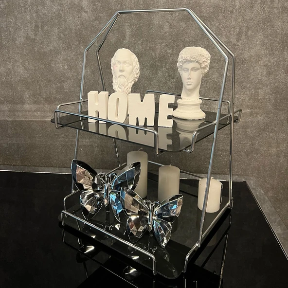 2 Katlı Üçgen Siyah Metal Banyo, Mutfak, Makyaj Organizatörü - Model 3 - 9