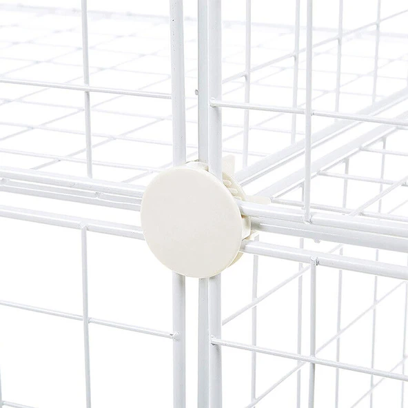 3 Bölmeli Tel Küp Çok Amaçlı Organizer Raf Beyaz 33cm Mutfak, Oyuncak, Kiler, Depolama Rafı - 3