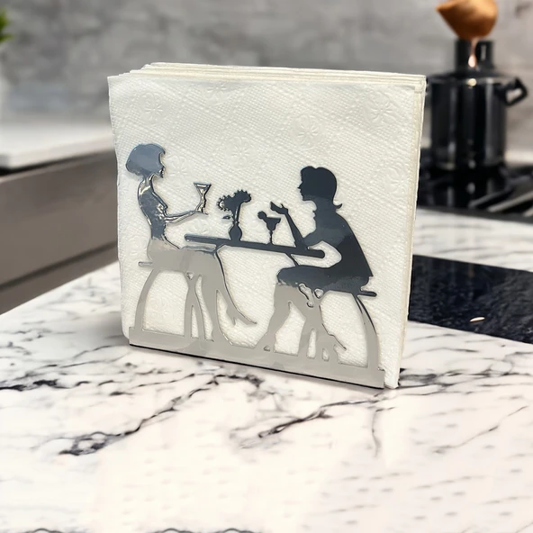 Sohbet Temalı Gümüş Metal Peçetelik - 12